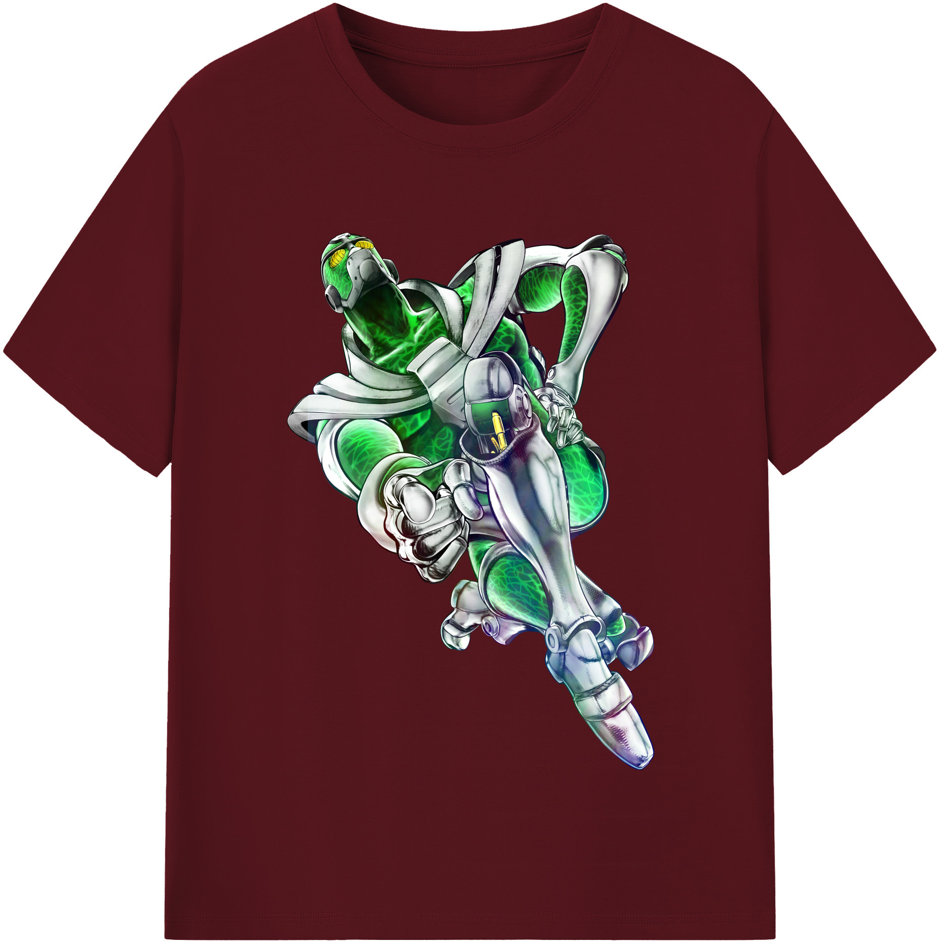 （画像用） ジョジョの奇妙な冒険 花京院 典明（かきょういん のりあき） JoJo's Bizarre Adventure Kakyoin Noriaki 綿100％半袖Tシャツ（フロントプリント）